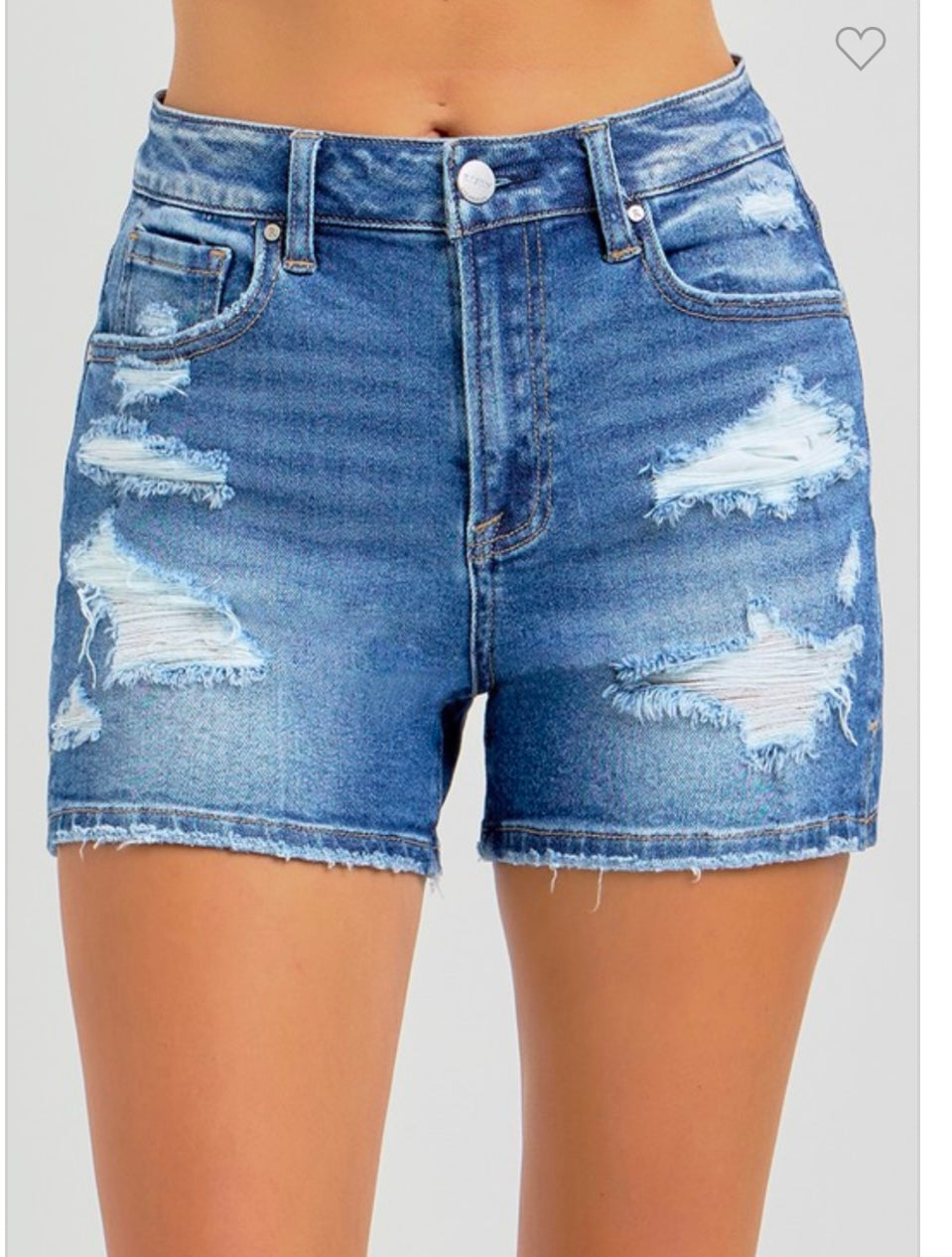 Distressed dark wash Jean shorts